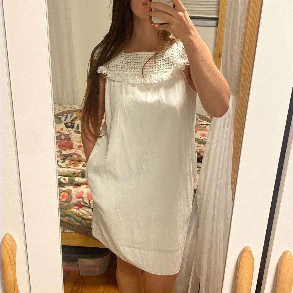Madewell White Crochet Detail Dress Work School Sundress Church S 4